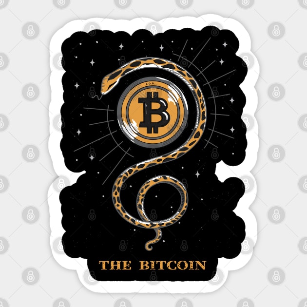 Tarot Card Bitcoin, The Snake Sticker by DoggyPrint